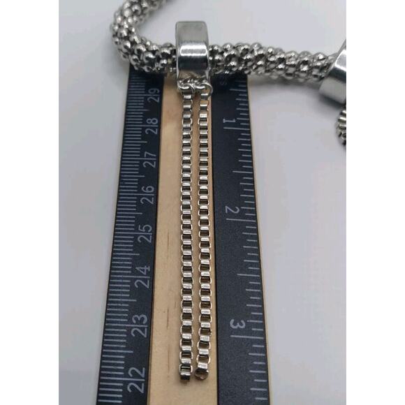 Erica Lyons Necklace Chunky Steampunk Silvertone Removable Metal Ring Tassles - Picture 7 of 8